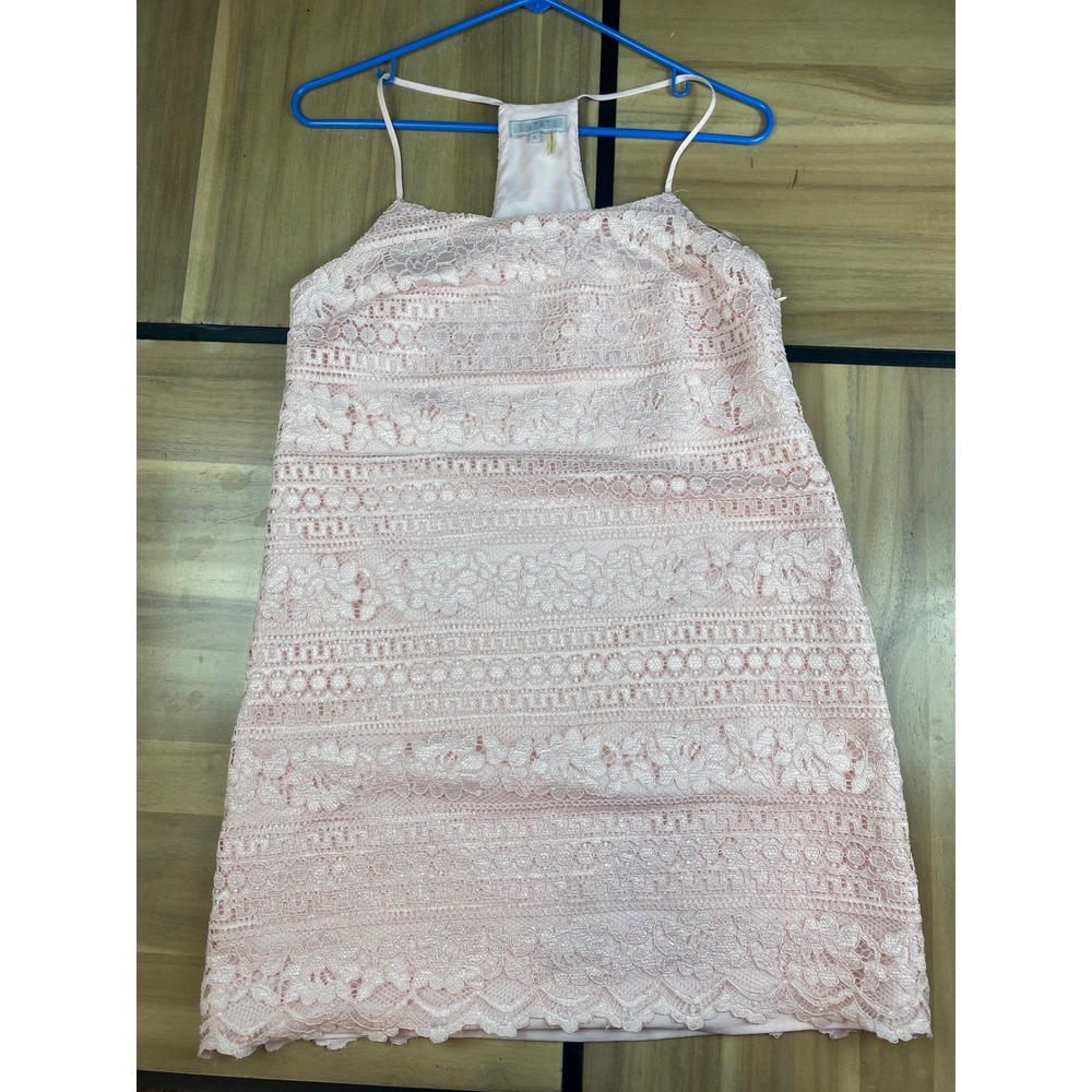 1 STATE Pink Lace Overlay Cami Dress Size S Sheath Mini‎